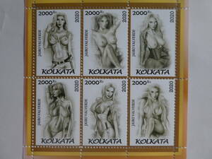 インド(コルカタ)切手『ヌード』6枚シートP 
