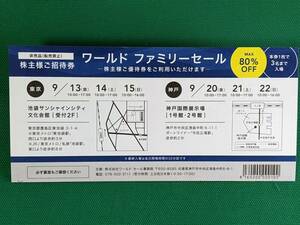 【最新】ワールドファミリーセール 株主ご招待券 東京 神戸 株主優待券