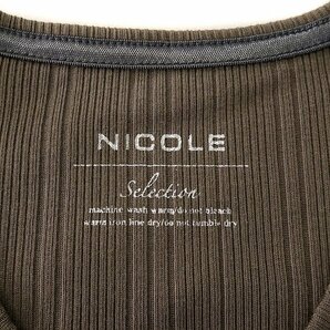 新品 ニコル ランダム テレコ Vネック 長袖 カットソー 48(L) カーキ 【I53959】 NICOLE Selection 春夏 Tシャツ ロンT リブ コットンの画像7