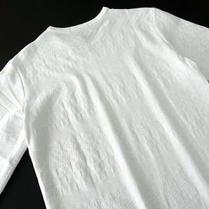 新品 ニコル 市松模様 クルーネック 長袖 カットソー 46(M) 白 【I44136】 NICOLE Selection 春夏 メンズ Tシャツ ロンT サマーの画像3