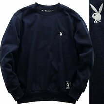 新品 プレイボーイ 裏毛 刺繍 スウェット M 紺【33054_79】 PLAYBOY メンズ クルーネック トレーナー スエット プルオーバー_画像1