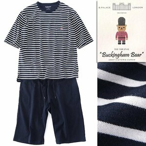  new goods Macintosh firosofi- Buckingham Bear setup pyjamas M navy blue white [J44853] men's spring summer T-shirt short pants 