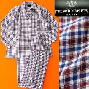  new goods 1.3 ten thousand new yo- car silver chewing gum check two -ply gauze setup pyjamas M blue white red [J40457] NEWYORKER men's spring summer pants 