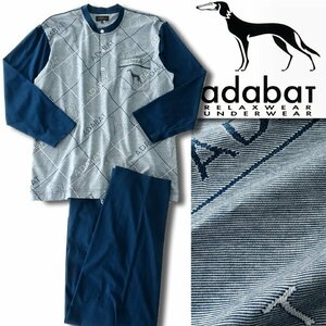  new goods regular price 1.7 ten thousand Adabat bias check Henley neckline setup pyjamas L navy blue [J50693] adabat spring summer long sleeve cut and sewn pants 