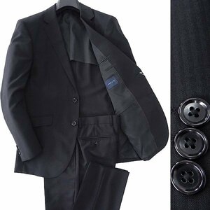 新品 タカキュー 春夏 ウール混 シャドーチェック スーツ Y7(細身XL) 黒 【J44072】 TAKA-Q セットアップ メンズ 背抜き