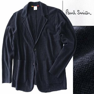  new goods 4.9 ten thousand Paul Smith spring summer linen knitted jersey - jacket L navy blue [J54001] Paul Smith blaser cardigan men's flax 