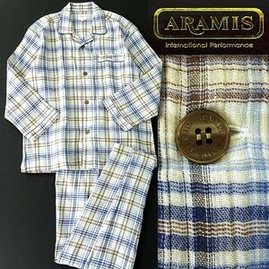  новый товар 1.4 десять тысяч ARAMIS Aramis сделано в Японии .. тканый 2 -слойный марля .. выставить пижама L синий белый чай [J41731] мужской весна лето брюки трубчатая обводка 