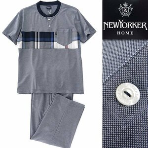  new goods new yo- car deer. . jersey - short sleeves setup pyjamas L navy blue [J47434] men's spring summer cut and sewn T-shirt Easy pants 