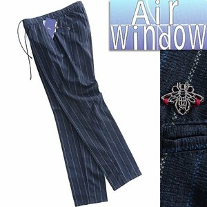  новый товар ji- stage Kiyoshi .AIR WINDOW омыватель bru слаксы 48(L) темно-синий полоса [1-20503_8] g-stage брюки весна лето мужской 