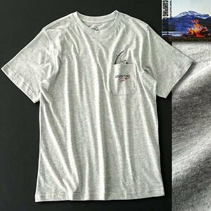 新品 キャンピングコンフォートライフ 春夏 アウトドア フィッシング プリント Tシャツ M 灰【PW9M-T111_GA】 CAMPING COMFORT LIFE 半袖