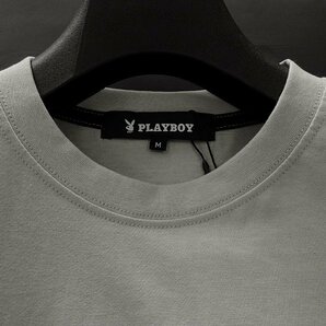 新品 プレイボーイ 24年春夏 プリント カットソー L 灰【41029_96】 PLAYBOY ロンT バニー ロゴ 長袖 コットン Tシャツ メンズの画像3