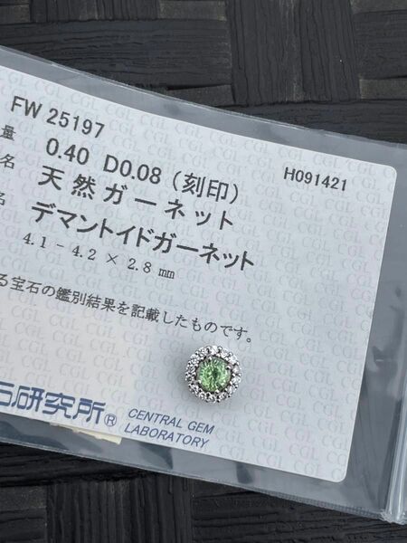 大特価！貴重なデマントイドガーネット0.4ctペンダントトップK18wgソ付き