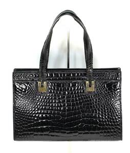  Франция производства Vintage сумка боковой скидка открытие и закрытие металлические принадлежности крокодил ручная сумочка сумка чёрный 
