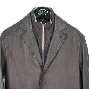 希少XSサイズ!!! Zegna ゼニア 脱着式ベスト内蔵リアルレザージャケット 本革レザージャケット 茶 ブラウン