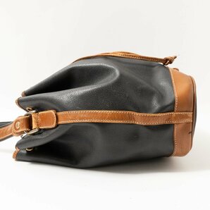 【1円スタート】LANCEL ランセル ショルダーバッグ ブラック 黒 ブラウン バイカラー レザー 本革 レディース 斜めがけ バケツ型 レトロの画像3