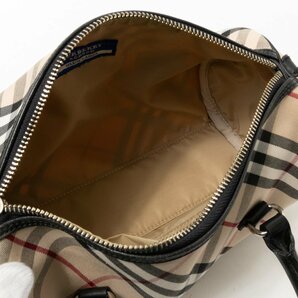 【1円スタート】BURBERRY BLUE LABEL バーバリーブルーレーベル 日本製 ミニボストン ハンドバッグ チェック ベージュ ポリエステル 綿 革の画像8