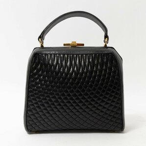 【1円スタート】BALLY バリー イタリア製 キルティング レザー ハンドバッグ 手提げ 婦人鞄 ブラック 黒 ゴールド金具 がま口開閉 無地の画像1