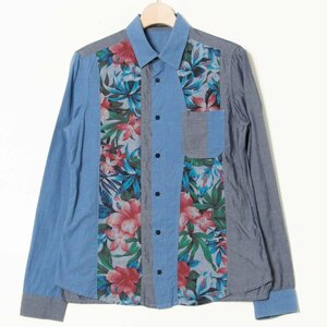  mail service 0 MARITHE + FRANCOIS GIRBAUD Mali te franc sowa Jill bo- size M long sleeve shirt switch floral print blue group cotton . men's casual 