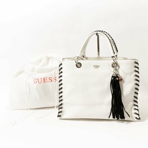 タグ付き 美品 GUESS ゲス 2WAY ショルダーバッグ トートバッグ 肩掛け鞄 斜め掛け 手提げ 合成皮革 WHITE ホワイト WB668123 カジュアルの画像1