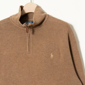 Polo Ralph Lauren サイズXL 長袖 プルオーバー ハーフジップ ハイネック ニット セーター コットン100％ 茶色/ブラウン メンズ カジュアルの画像3