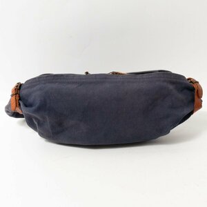 [1 jpy start ]KAPITAL Kapital waist bag shoulder bag canvas leather navy series Brown casual fastener opening and closing 