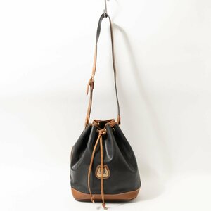 【1円スタート】LANCEL ランセル ショルダーバッグ ブラック 黒 ブラウン バイカラー レザー 本革 レディース 斜めがけ バケツ型 レトロ