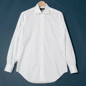 メール便◯ Maker's Shirt 鎌倉 シャツ サイズ39 長袖 シャツ ラウンドカット 白/ホワイト イージーケア コットン混 メンズ トップス 紳士