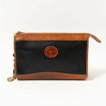 【1円スタート】Dooney & Bourke ドゥニー&バーク クラッチバッグ セカンドバッグ レザー 本革 ネイビー ブラウン メンズ 紳士 男性_画像1