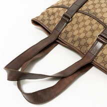 【1円スタート】GUCCI グッチ イタリア製 145971 200047 GGキャンバス トートバッグ 肩掛け キャンバス レザー ブラウン ベージュ 鞄_画像6