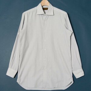 鎌倉シャツ MAKER'S SHIRT KAMAKURA 200 ストライプ ワイドカラー 長袖シャツ 15 3/4-33 コットン100％ グレー 日本製 メンズ 紳士 男性