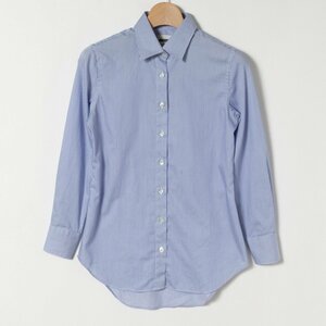 メール便◯ MAKER'S SHIRT KAMAKURA メーカーズシャツ鎌倉 レディース 女性 ストライプシャツ 34 XS ブルー 日本製 コットン100 綿 ビジネ