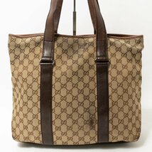 【1円スタート】GUCCI グッチ イタリア製 145971 200047 GGキャンバス トートバッグ 肩掛け キャンバス レザー ブラウン ベージュ 鞄_画像2