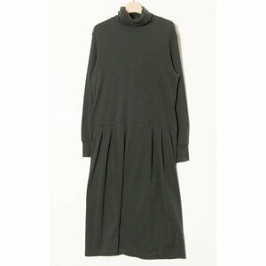 [1 jpy start ] root . group .. stone see silver mountain ta-toru neck cut and sewn One-piece long sleeve midi height cotton 100% simple plain gray grey made in Japan 