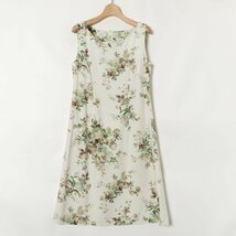 LAURA ASHLEY archive ローラアシュレイ アーカイブ 花柄 ノースリーブワンピース 総柄 9 麻 リネン ホワイト 白 綺麗め カジュアル 春夏_画像1