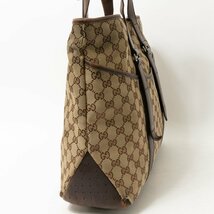 【1円スタート】GUCCI グッチ イタリア製 145971 200047 GGキャンバス トートバッグ 肩掛け キャンバス レザー ブラウン ベージュ 鞄_画像4