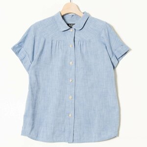  mail service 0 A.P.C. APC A.P.C. short sleeves shirt blouse tops cotton 100% lovely casual spring summer light blue blue S lady's 