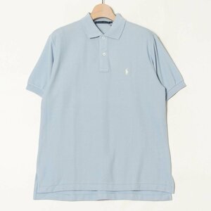  mail service 0 unused tag attaching RALPH LAUREN Ralph Lauren polo-shirt with short sleeves deer. . cotton 100% standard Basic po knee embroidery light blue M lady's 