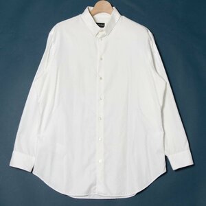 メール便◯ イタリア製 GIORGIO ARMANI ジョルジオアルマーニ サイズ43 長袖 シャツ 総柄 白/ホワイト ラウンドカット メンズ 春夏 紳士