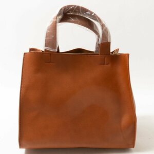 未使用保管品 MURA ムラ トートバッグ ハンドバッグ 手持ち鞄 合成皮革 ブラウン 茶系 カジュアル シンプル 軽量 レディース 婦人 かばん