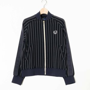 FRED PERRY フレッドペリー ストライプ ボンバー ジャケット トラックJKT 8 ポリエステル ネイビー 紺 スポーティ ストリート カジュアル