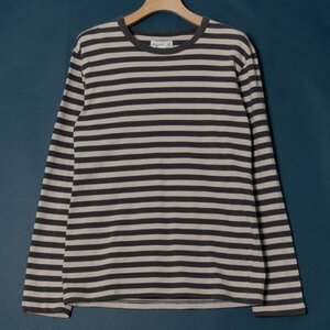 メール便◯ agnes b. アニエスべー ボーダー長袖Tシャツ カットソー トップス 綿 コットン100％ フレンチカジュアル 灰色 グレー 1 日本製