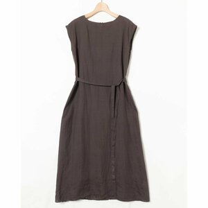 Reflect Reflect no sleeve One-piece plain long height 9 flax 100%linen dark brown tea color beautiful . simple natural casual 