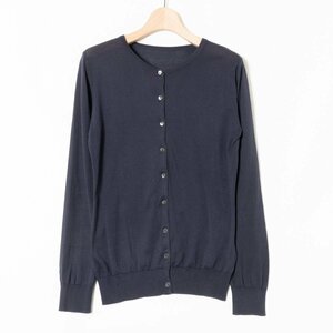 メール便◯ JOHN SMEDLEY ジョンスメドレー イギリス製 ニットカーディガン 長袖 無地 カットソー 薄手 綿100% コットン ネイビー 紺