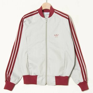 【1円スタート】adidas アディダス トラックジャケット ポリエステルコットン ヴィンテージ レトロ カジュアル 灰色 グレー S メンズ