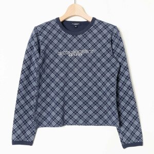 Burberry バーバリー キッズ ノバチェック柄 トップス 長袖 カットソー M 綿100% コットン ネイビー 紺 クラシカル カジュアル 子供服