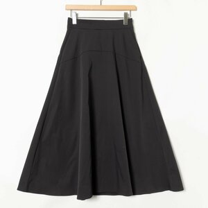KEYUCAkeyuka flair юбка длинная юбка одноцветный боковой Zip FREE полиэстер 100% черный чёрный красивый . casual 