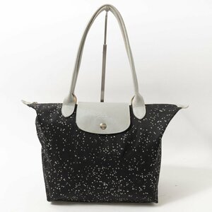 LONGCHAMP Long Champ handbag tote bag bag black black polka dot pattern dot pattern nylon casual stylish lady's woman woman 