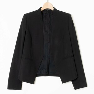 theory ノーカラージャケット セオリー ブラック 黒 シンプル 綺麗め ベーシック オフィス 上着 肩パッド入 裏地あり ウール96％ 2 日本製