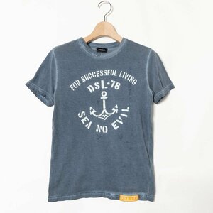 メール便◯ DIESEL ディーゼル キッズ プリント クルーネック Tシャツ 半袖 カットソー 綿100％ コットン ブルーグレー系 カジュアル 春夏