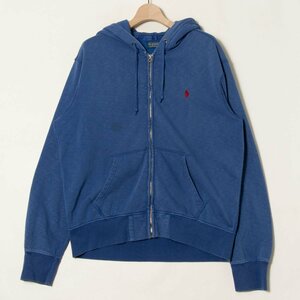 Polo Ralph Lauren サイズL ジップアップ パーカー フーディ コットン混 青/ブルー メンズ アウター カジュアル アメトラ ワンポイントロゴ